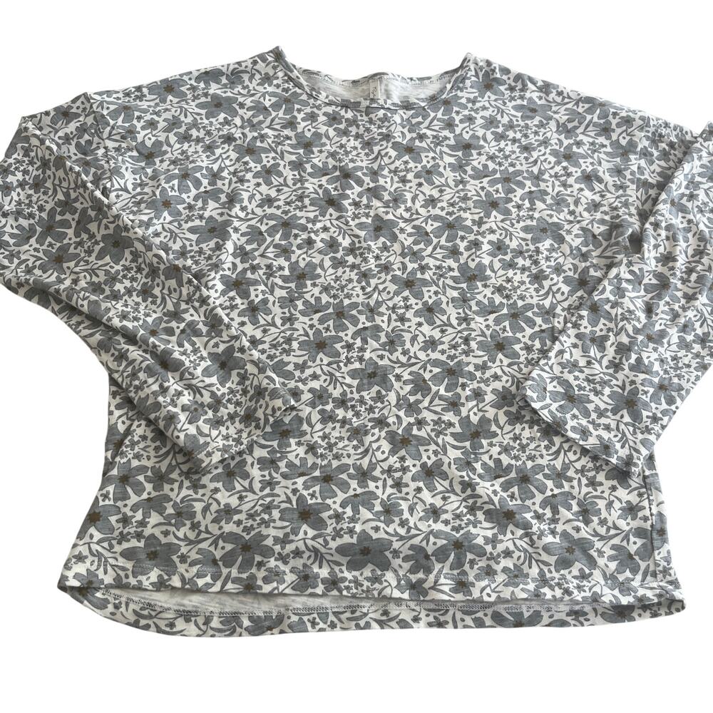 Rylee + Cru Girls Gray Botanical Daisy Floral Print Long Sleeve Top size 10